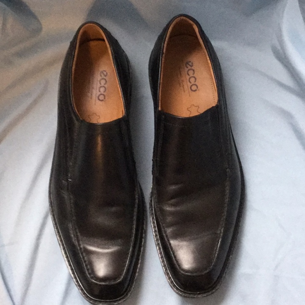 Men’s ECCO Black Leather Slip-On Shoe 44 - Picture 2 of 7